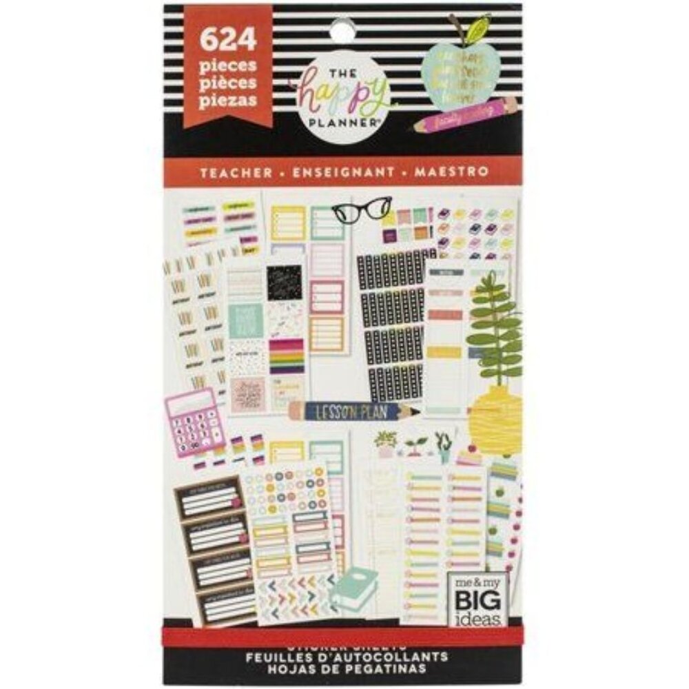 Me & My Big Ideas Sticker Pad Teacher OS Multicolor Happy Planner Lesson Plans